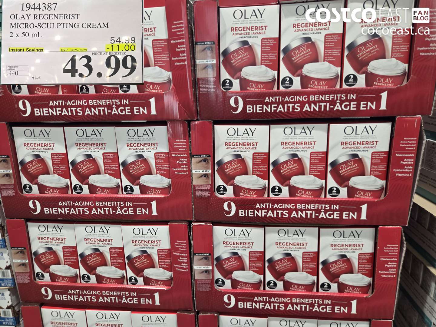 1944387 OLAY REGENERIST MICRO-SCULPTING CREAM 2 x 50 mL ($11.00 INSTANT SAVINGS EXPIRES ON 2026-03-29) $43.99