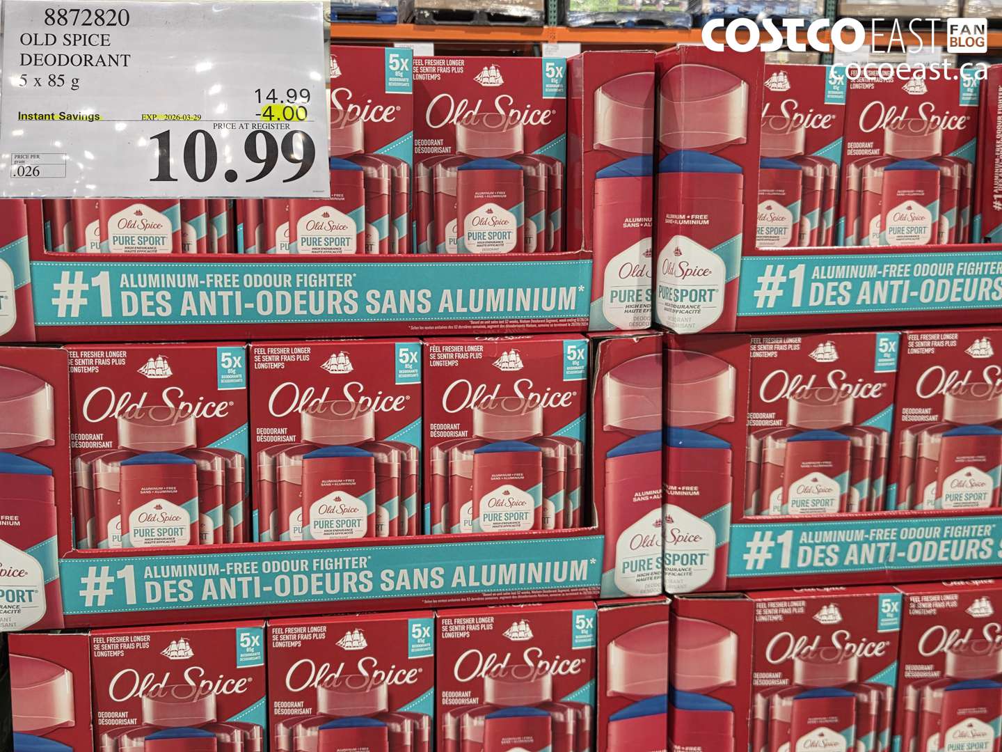 8872820 OLD SPICE DEODORANT 5 X 85 G ($4.00 INSTANT SAVINGS EXPIRES ON 2026-03-29) $10.99