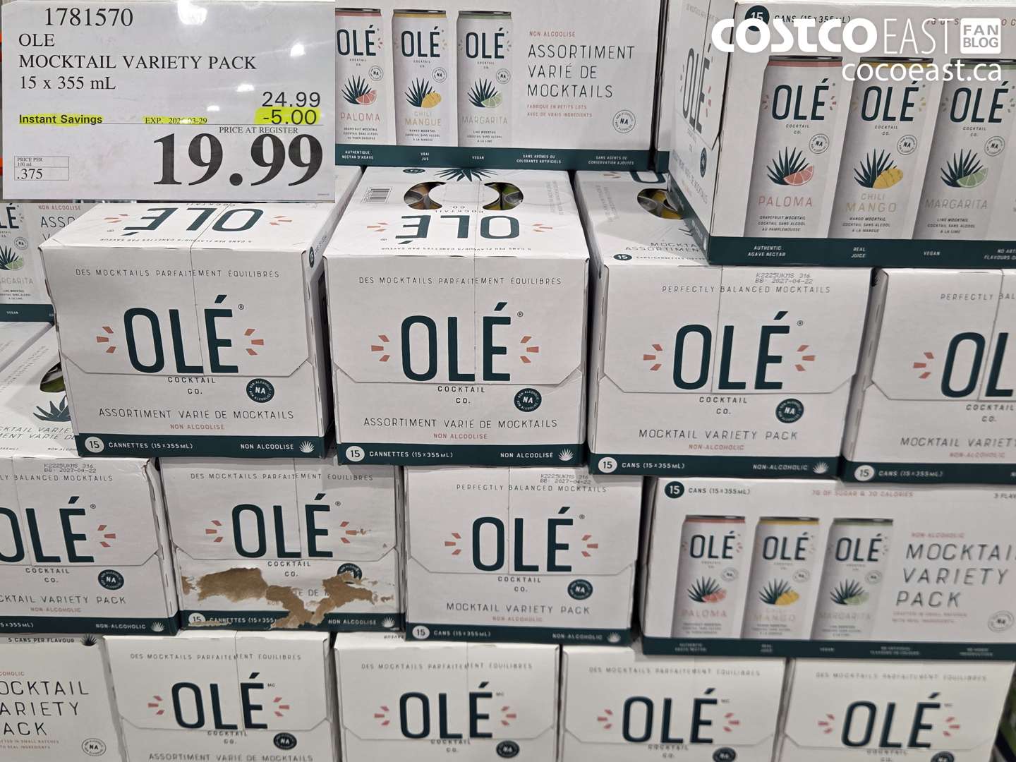1781570 OLE MOCKTAIL VARIETY PACK 15 X 355 ML ($5.00 INSTANT SAVINGS EXPIRES ON 2022-03-29) $19.99