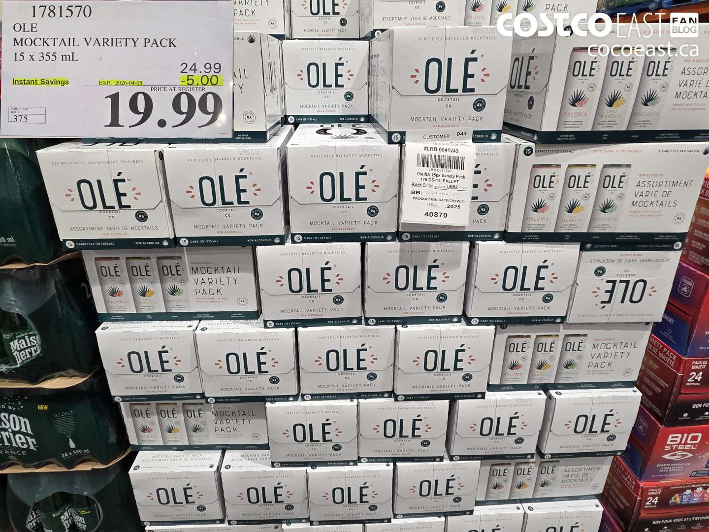 1781570 OLE MOCKTAIL VARIETY PACK 15 X 355 ML ($5.00 INSTANT SAVINGS EXPIRES ON 2026-04-05) $19.99