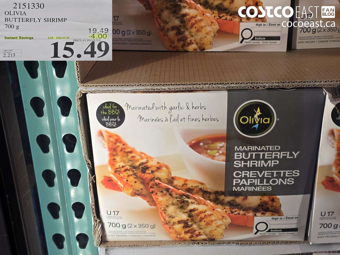 2151330 OLIVIA BUTTERFLY SHRIMP 700 G ($4.00 INSTANT SAVINGS EXPIRES ON 2026-03-29) $15.49