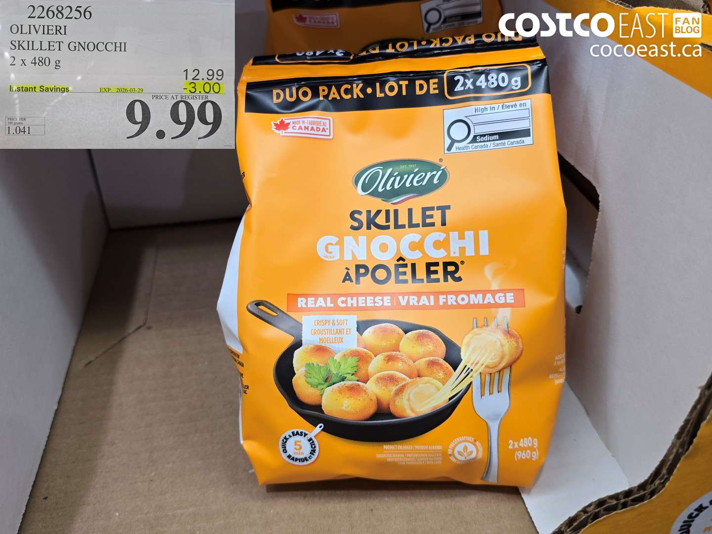 2268256 OLIVIERI SKILLET GNOCCHI 2 X 480 G ($3.00 INSTANT SAVINGS EXPIRES ON 2026-03-29) $9.99