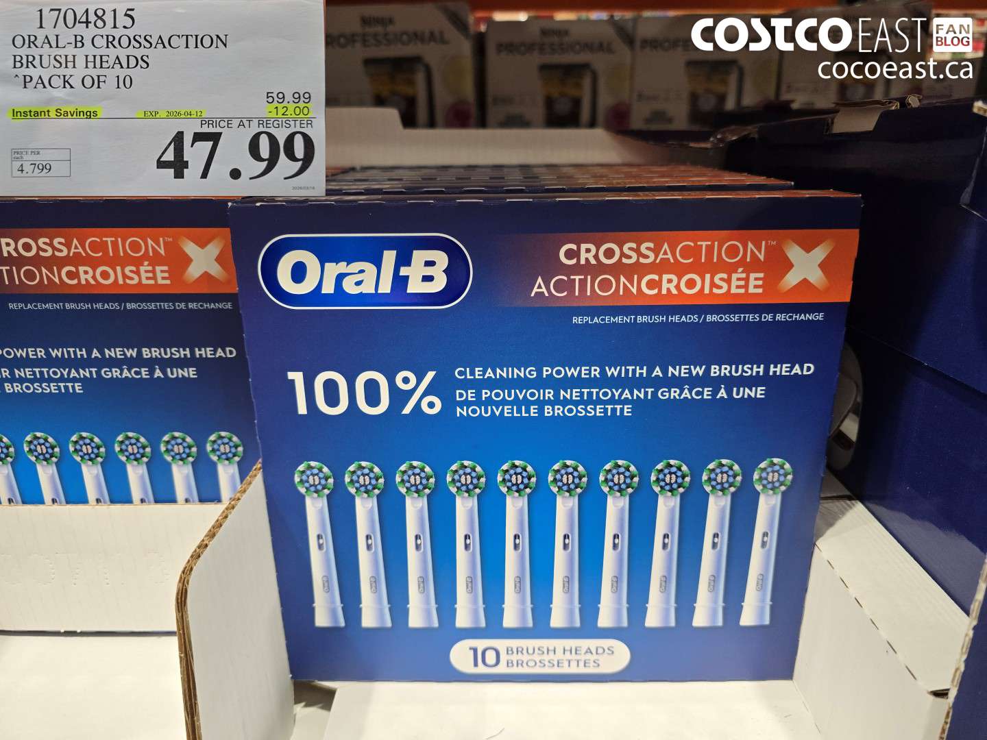 17048115 ORAL-B CROSSACTION BRUSH HEADS PACK OF 10 ($12.00 INSTANT SAVINGS EXPIRES ON 2026-04-12) $47.99