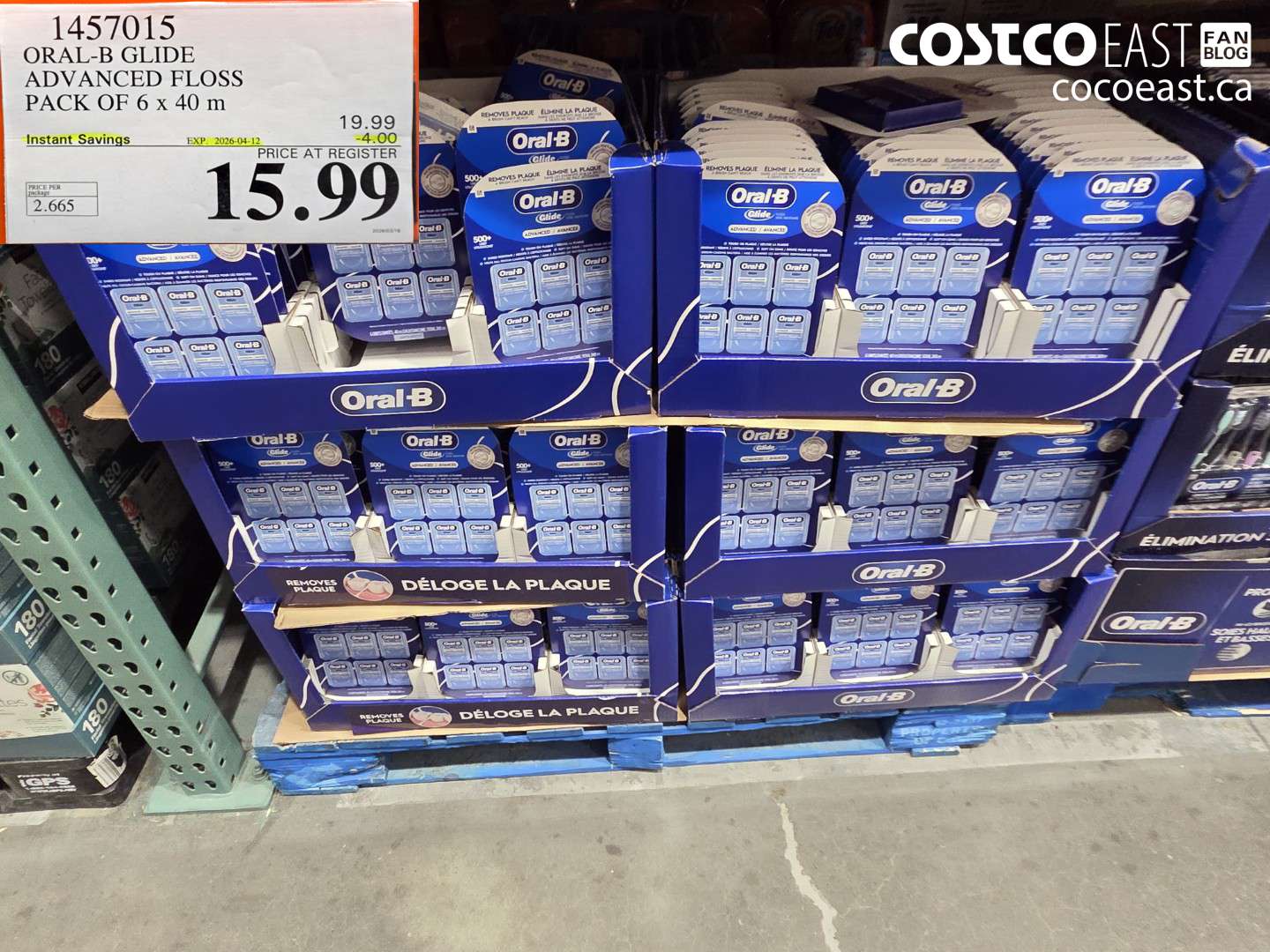 1457015 ORAL-B GLIDE ADVANCED FLOSS PACK OF 6 X 40 M ($4.00 INSTANT SAVINGS EXPIRES ON 2026-04-12) $15.99