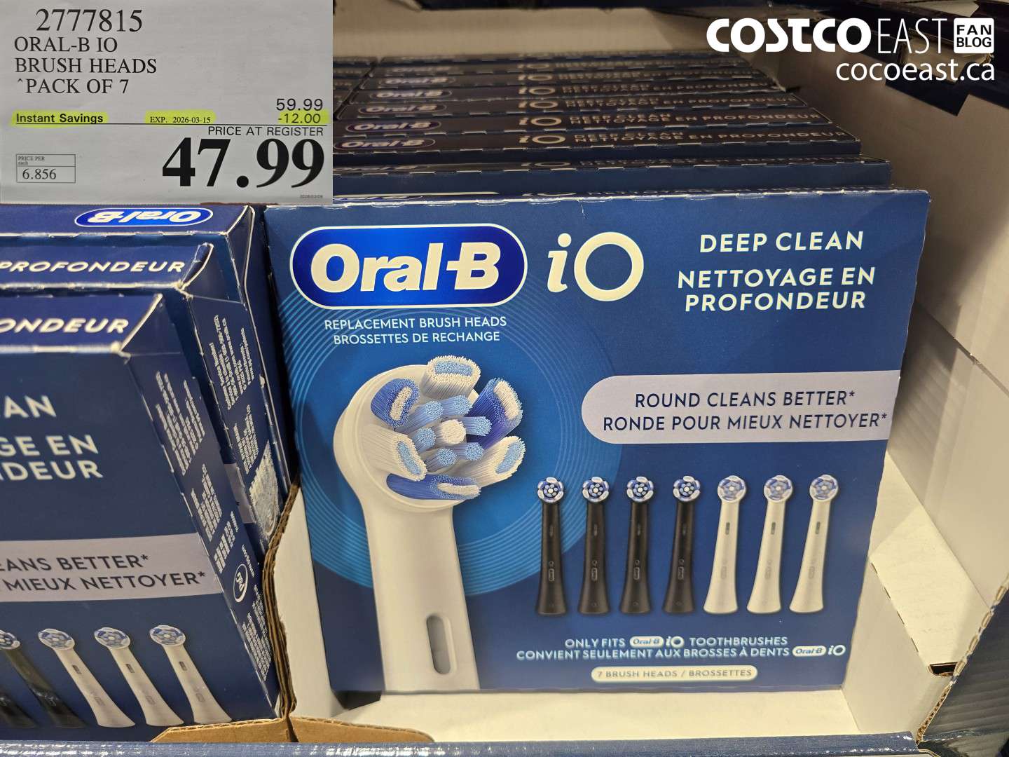 2777815 ORAL-B IO BRUSH HEADS PACK OF 7 ($12.00 INSTANT SAVINGS EXPIRES ON 2026-03-15) $47.99