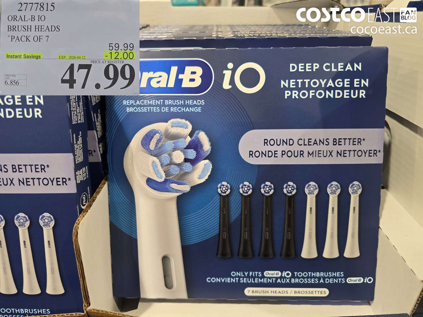 2777815 ORAL-B IO BRUSH HEADS PACK OF 7 ($12.00 INSTANT SAVINGS EXPIRES ON 2026-04-12) $47.99