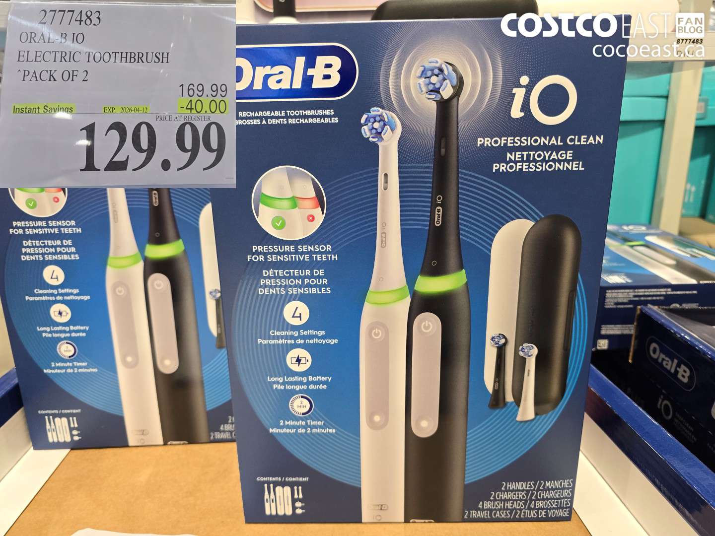 2777483 ORAL-B IO ELECTRIC TOOTHBRUSH PACK OF 2 ($40.00 INSTANT SAVINGS EXPIRES ON 2026-04-12) $129.99