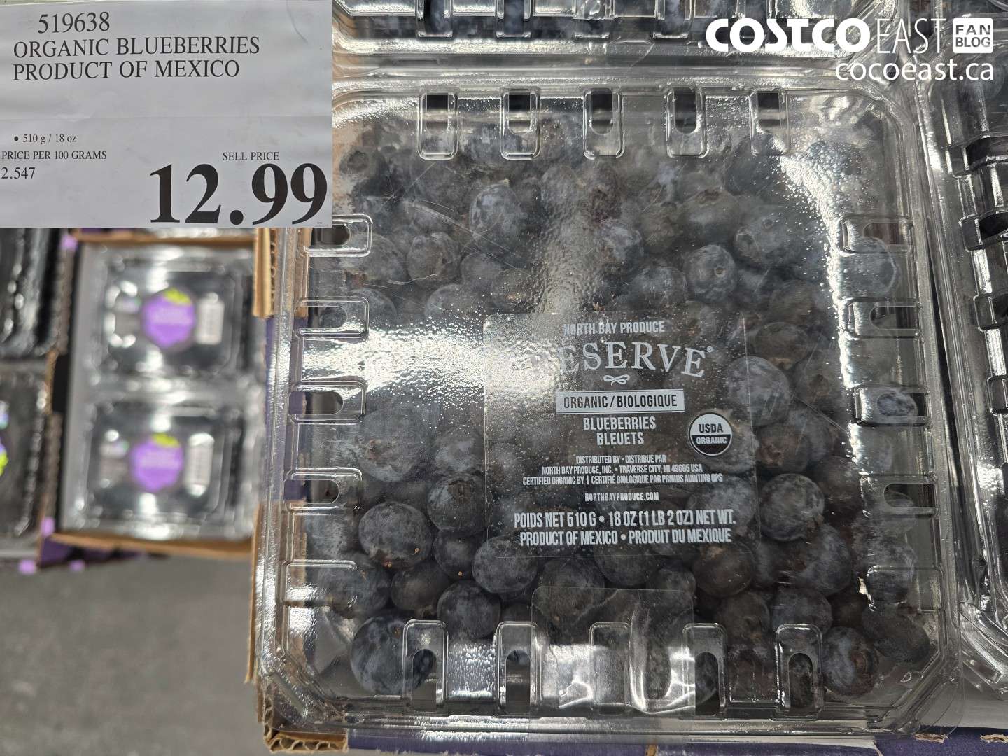 519638 ORGANIC BLUEBERRIES PRODUCT OF MEXICO $12.99