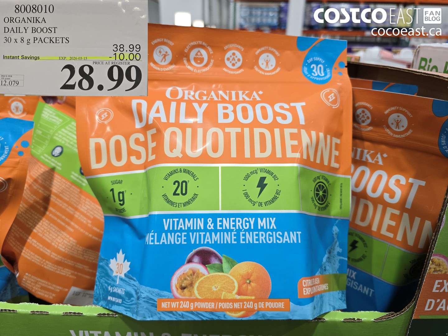 8008010 ORGANIKA DAILY BOOST 30 X 8 G PACKETS ($10.00 INSTANT SAVINGS EXPIRES ON 2026-03-15) $28.99