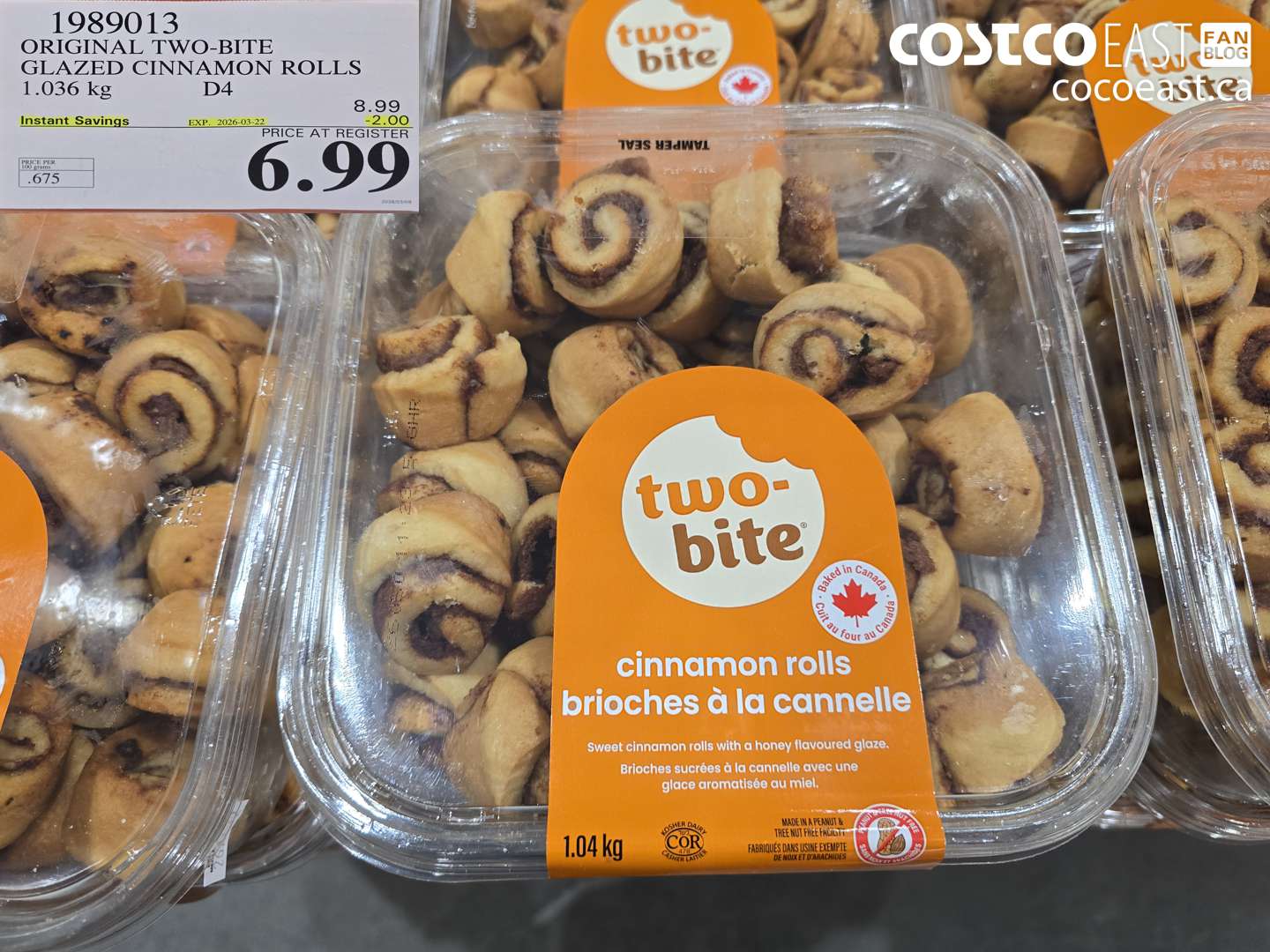 1989013 ORIGINAL TWO-BITE GLAZED CINNAMON ROLLS 1.036 KG ($2.00 INSTANT SAVINGS EXPIRES ON 2026-03-22) $6.99