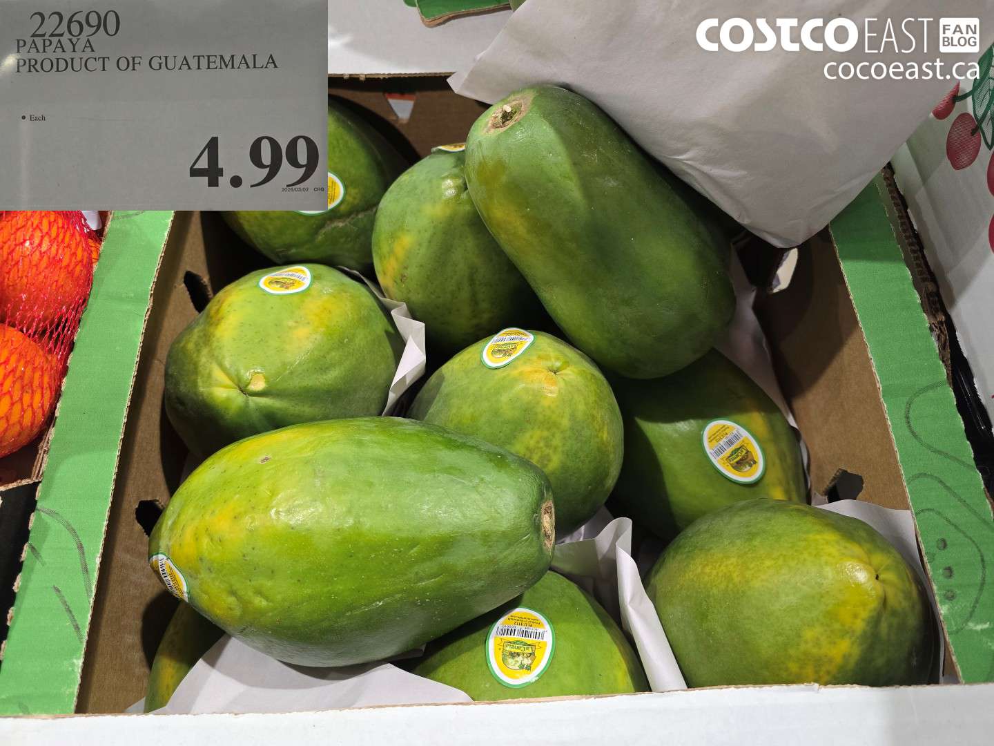 22690 PAPAYA PRODUCT OF GUATEMALA $4.99