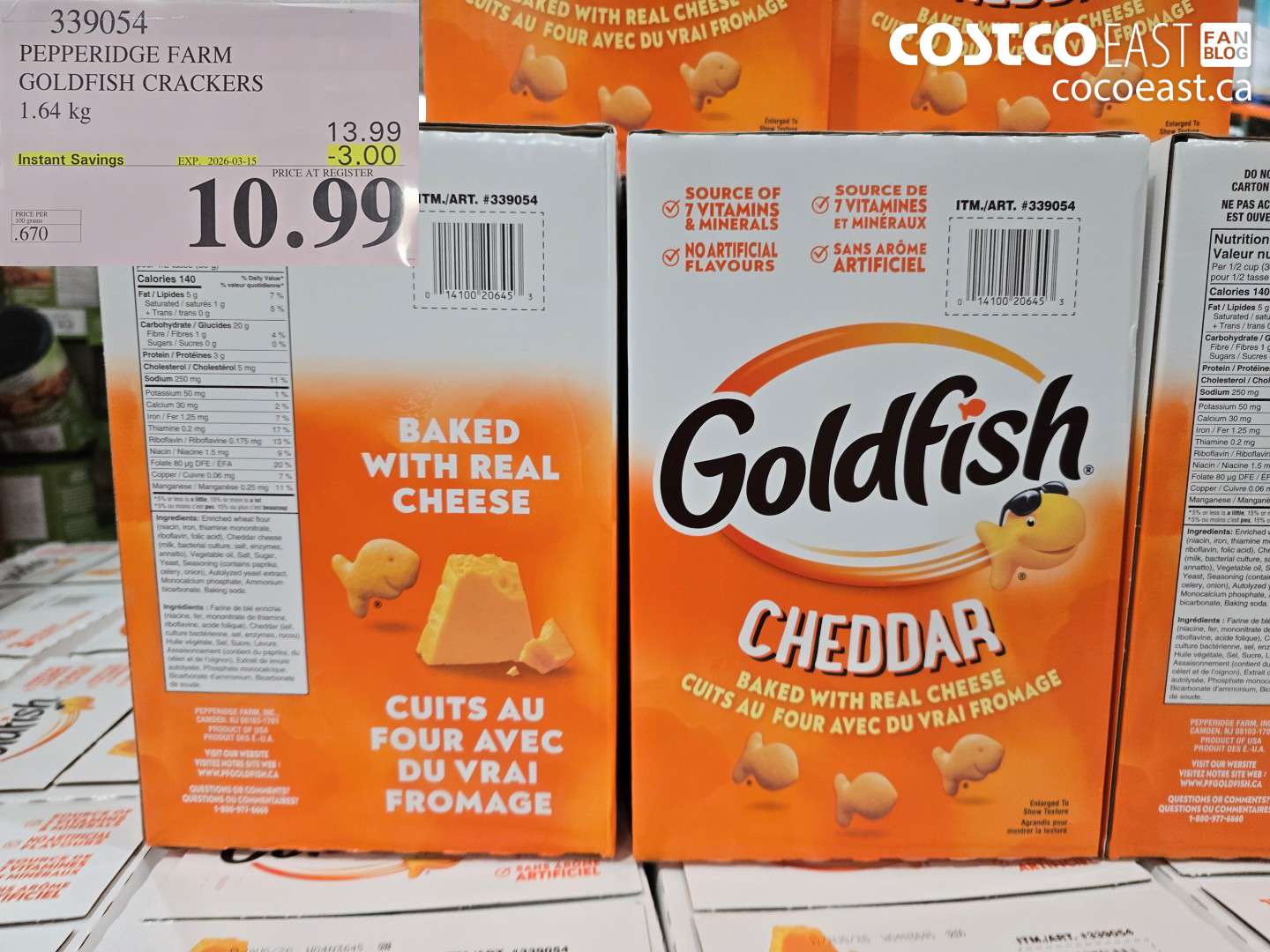 339054 PEPPERIDGE FARM GOLDFISH CRACKERS 1.64 KG ($3.00 INSTANT SAVINGS EXPIRES ON 2026-03-15) $10.99