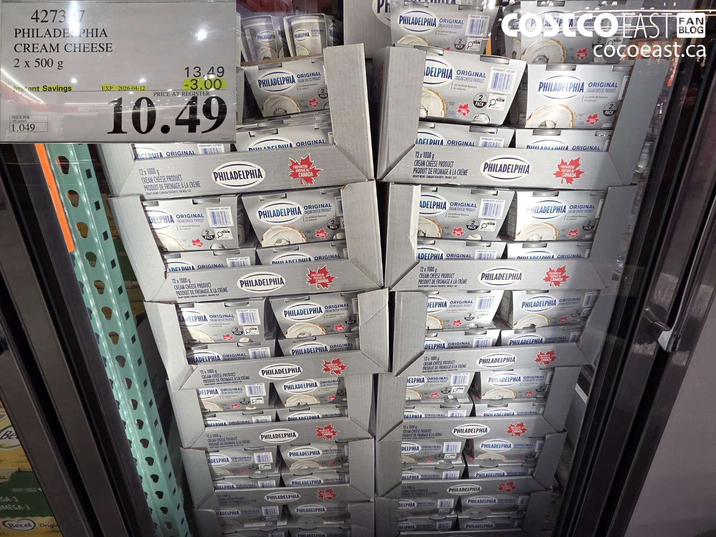 42737 PHILADELPHIA CREAM CHEESE 2 X 500 G ($3.00 INSTANT SAVINGS EXPIRES ON 2026-04-12) $10.49