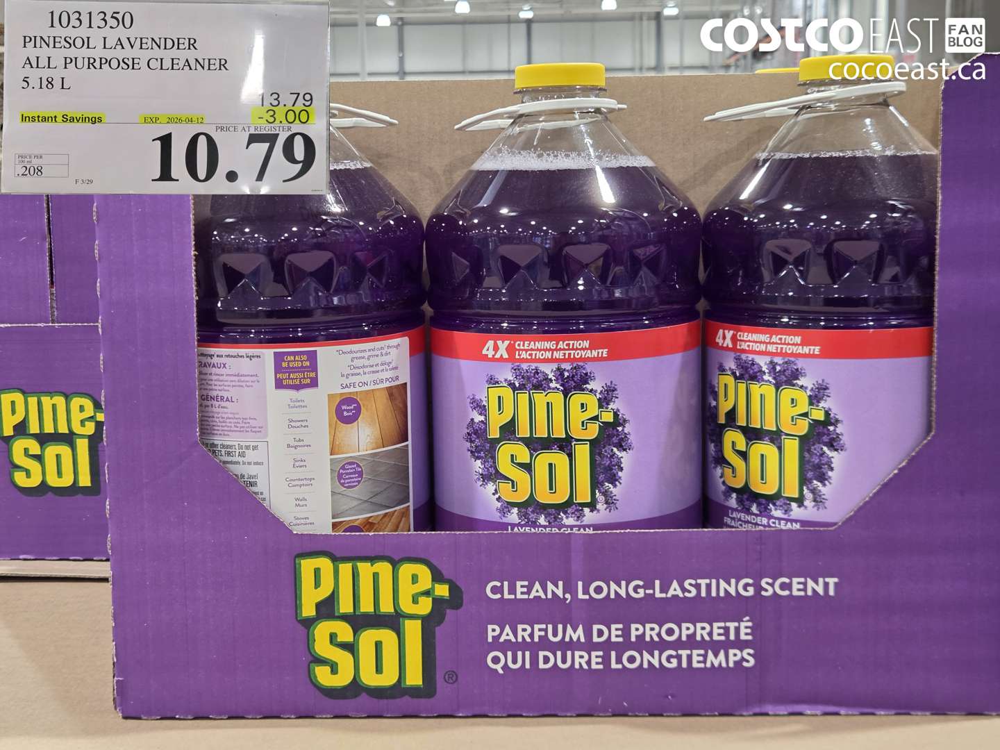 1031350 PINESOL LAVENDER ALL PURPOSE CLEANER 5.18 L ($3.00 INSTANT SAVINGS EXPIRES ON 2026-04-12) $10.79