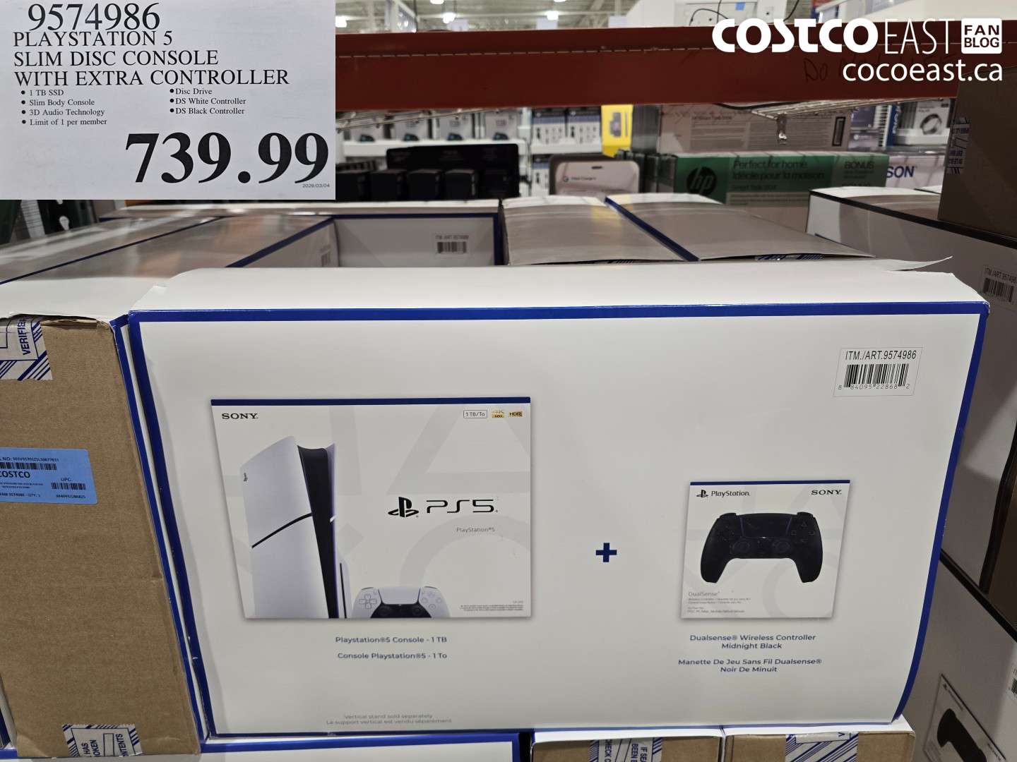 9574986 PLAYSTATION 5 SLIM DISC CONSOLE WITH EXTRA CONTROLLER $739.99