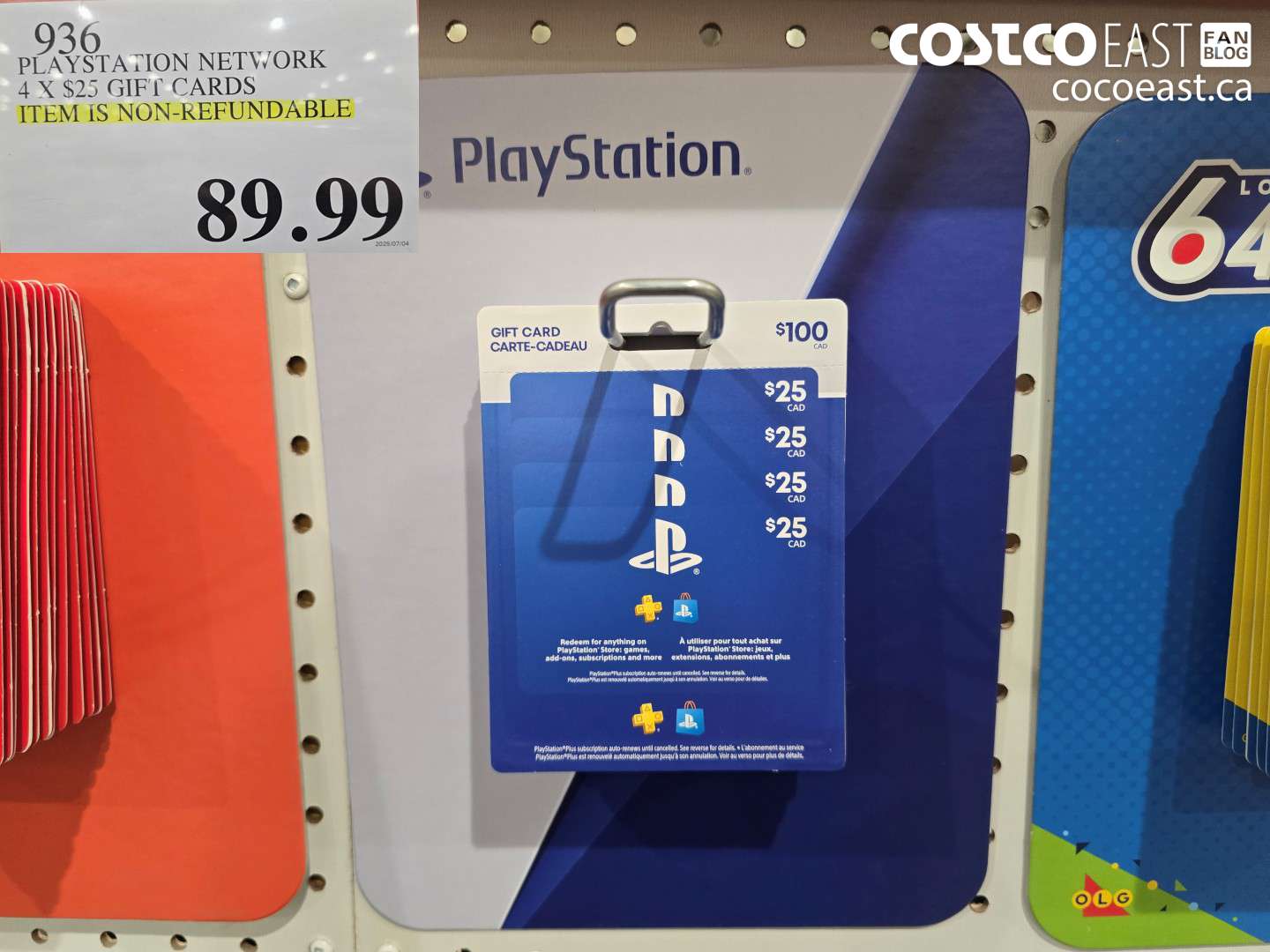 936 PLAYSTATION NETWORK 4 X $25 GIFT CARDS $89.99