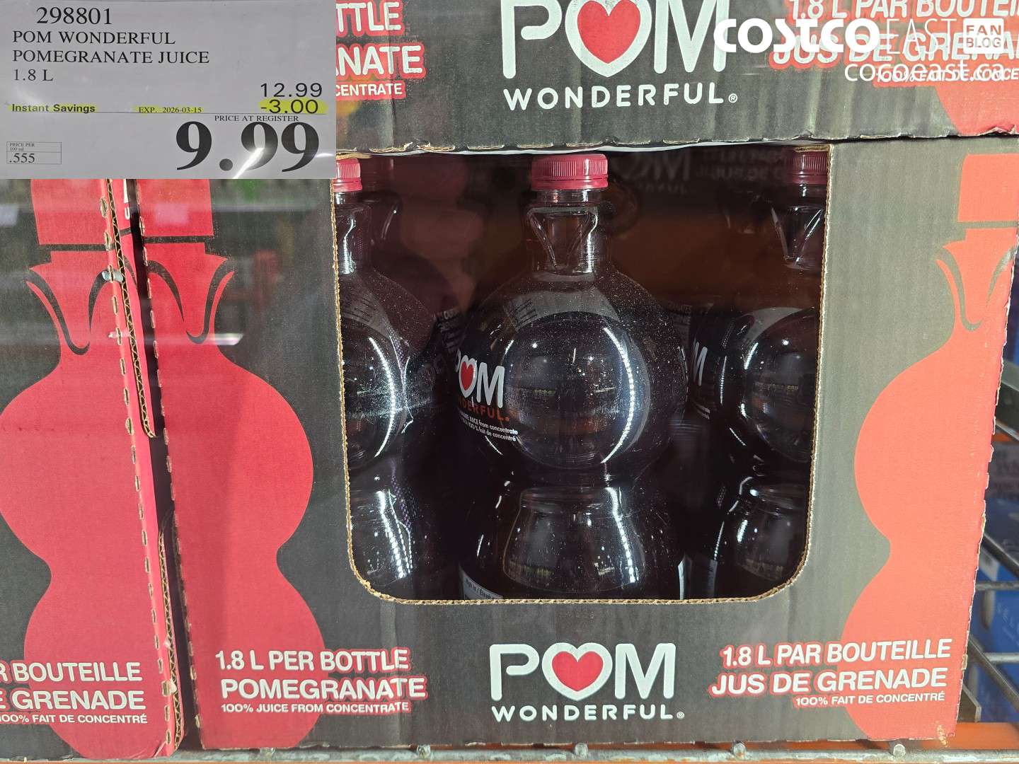 298801 POM WONDERFUL POMEGRANATE JUICE 1.8 L ($3.00 INSTANT SAVINGS EXPIRES ON 2026-03-15) $9.99