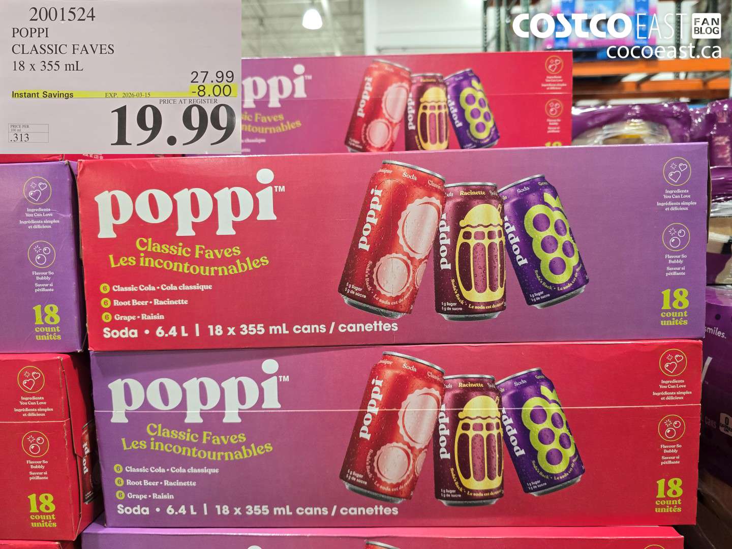 2001524 POPPI CLASSIC FAVES 18 X 355 ML ($8.00 INSTANT SAVINGS EXPIRES ON 2026-03-15) $19.99