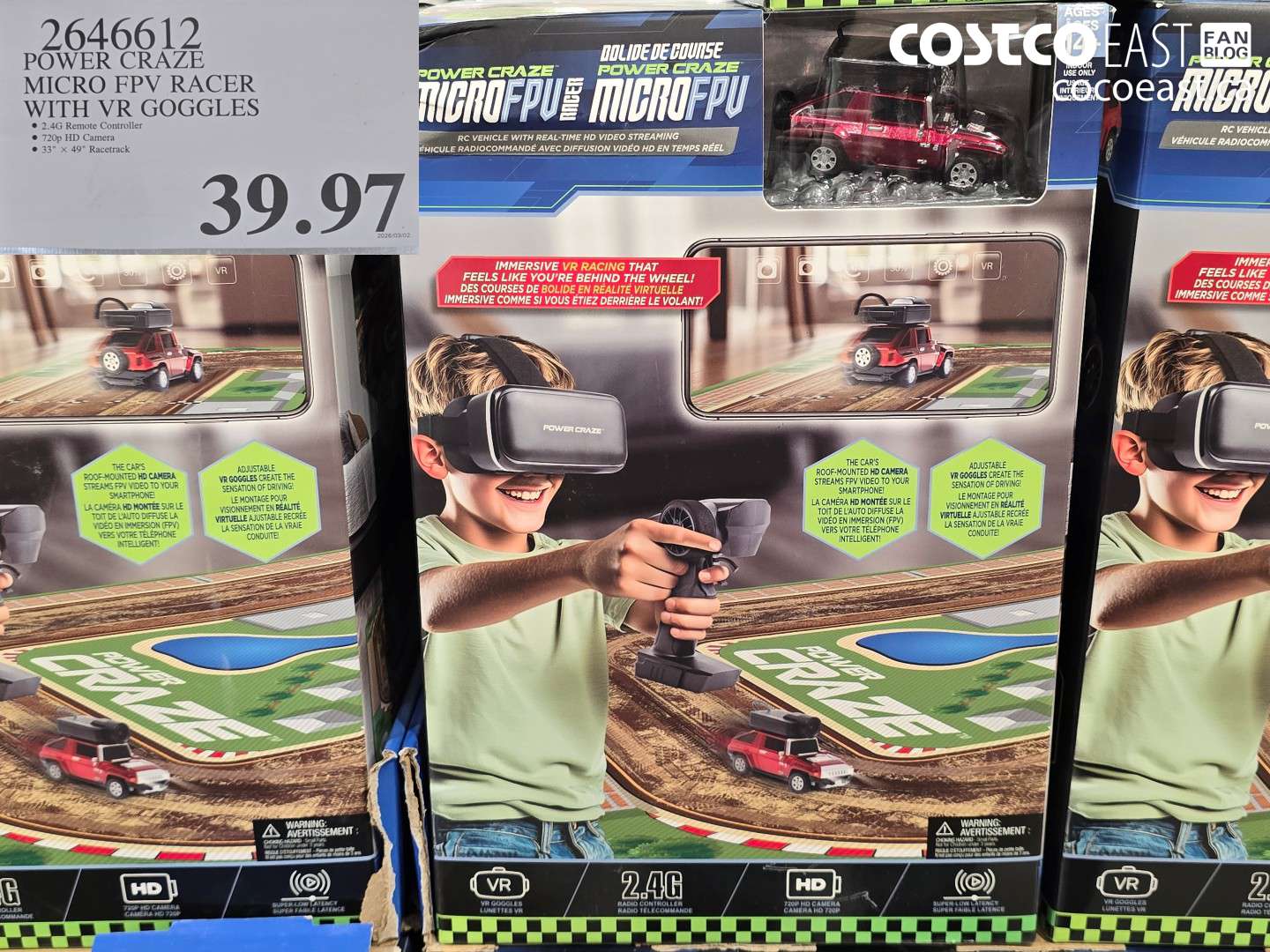 2646612 POWER CRAZE MICRO FPV RACER WITH VR GOGGLES $39.97