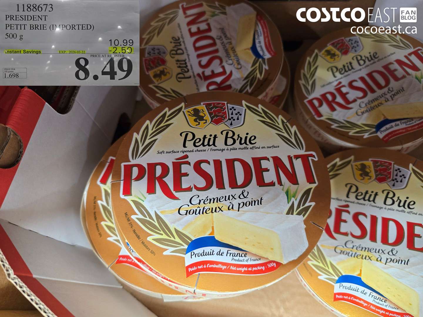 1188673 PRESIDENT PETIT BRIE (IMPORTED) 500 G ($2.50 INSTANT SAVINGS EXPIRES ON 2026-03-22) $8.49