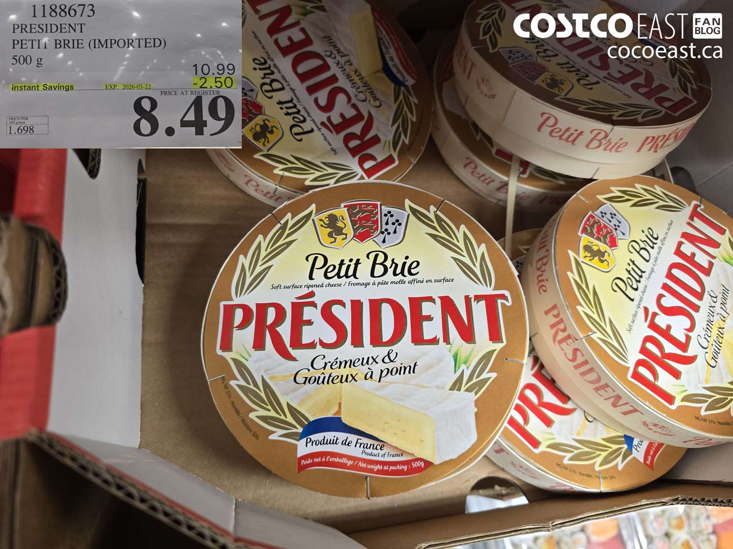 1188673 PRESIDENT PETIT BRIE (IMPORTED) 500 G ($2.50 INSTANT SAVINGS EXPIRES ON 2026-03-22) $8.49