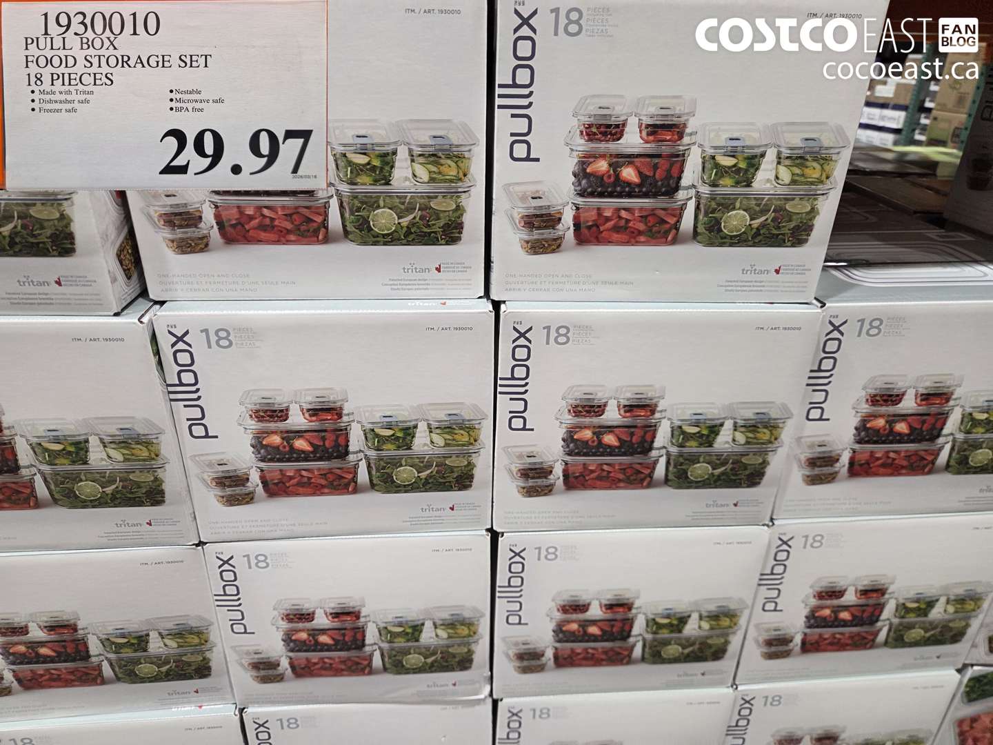 1930010 PULL BOX FOOD STORAGE SET 18 PIECES $29.97