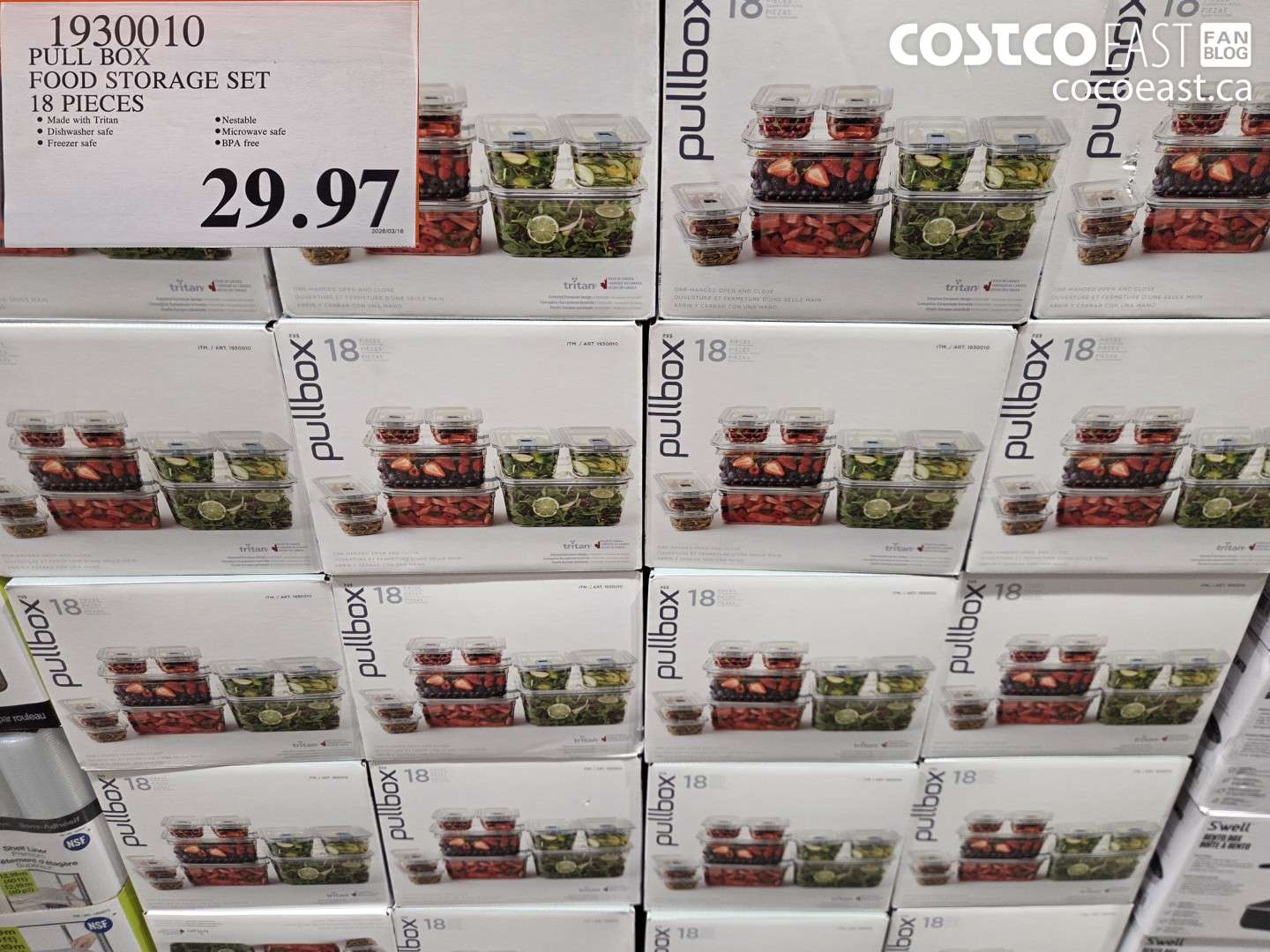 1930010 PULL BOX FOOD STORAGE SET 18 PIECES $29.97