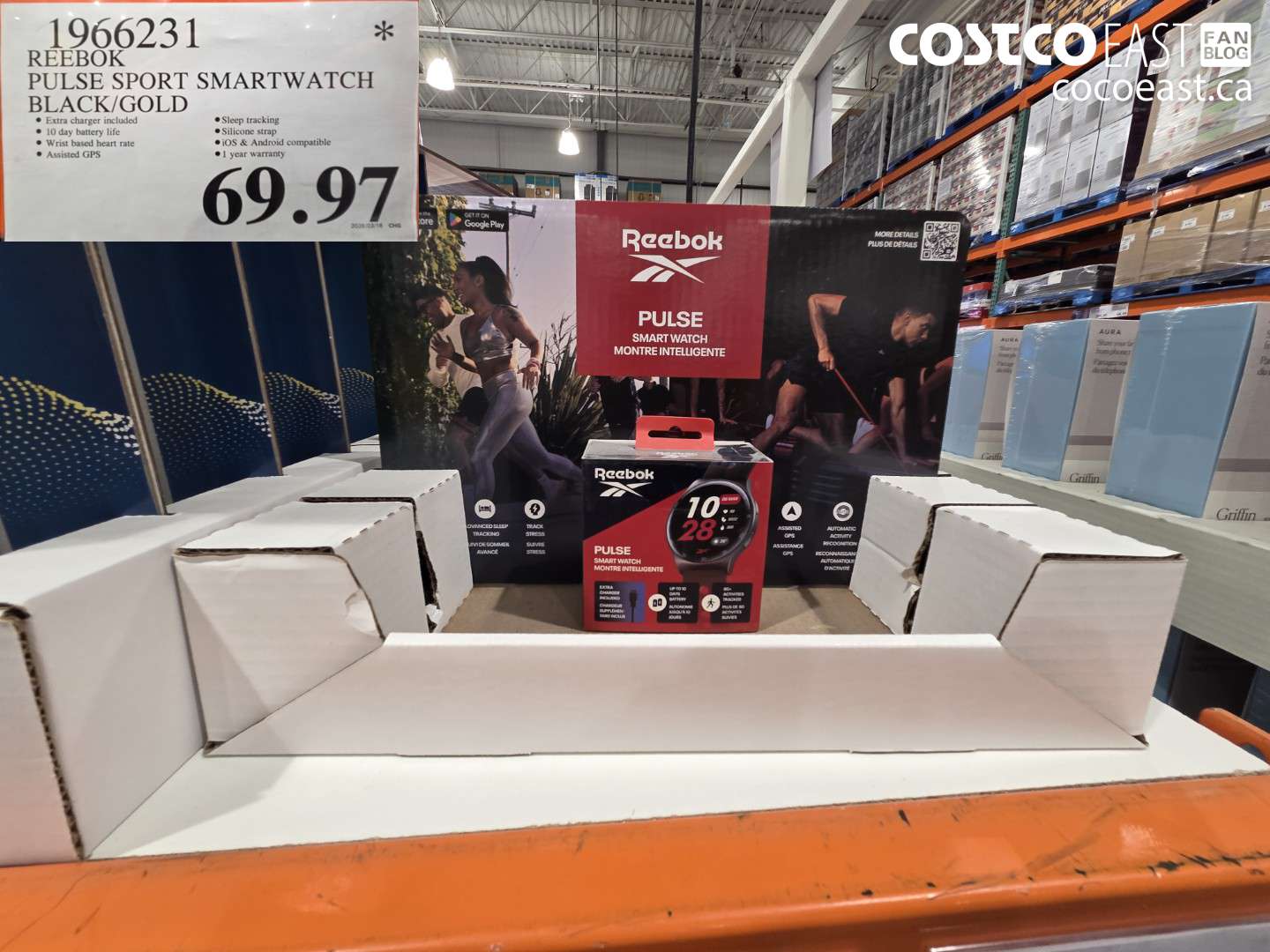 1966231 PULSE SPORT SMARTWATCH BLACK/GOLD $69.97