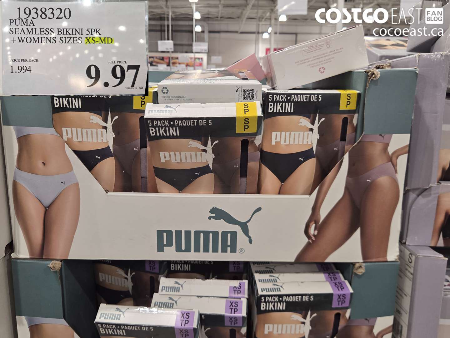 1938320 PUMA SEAMLESS BIKINI 5PK + WOMENS SIZES XS-MD $9.97