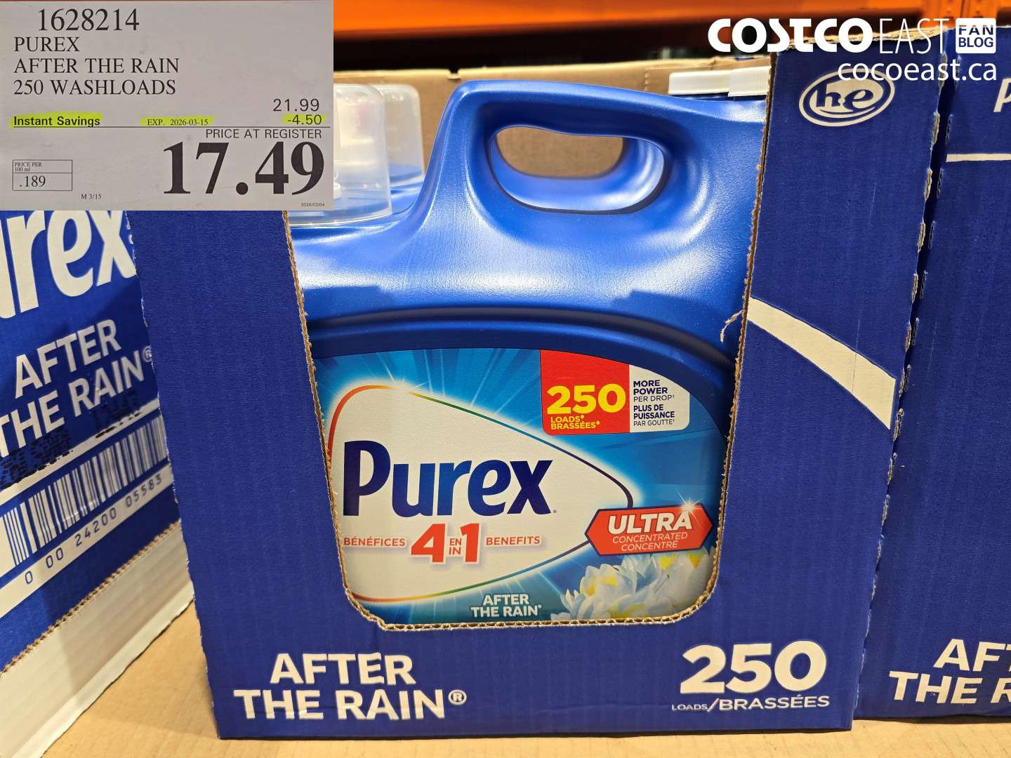 1628214 PUREX AFTER THE RAIN 250 WASHLOADS ($4.50 INSTANT SAVINGS EXPIRES ON 2026-03-15) $17.49