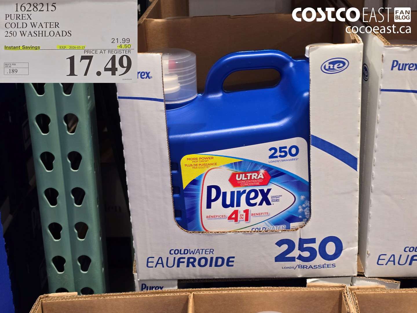 1628215 PUREX COLD WATER 250 WASHLOADS ($4.50 INSTANT SAVINGS EXPIRES ON 2026-03-15) $17.49