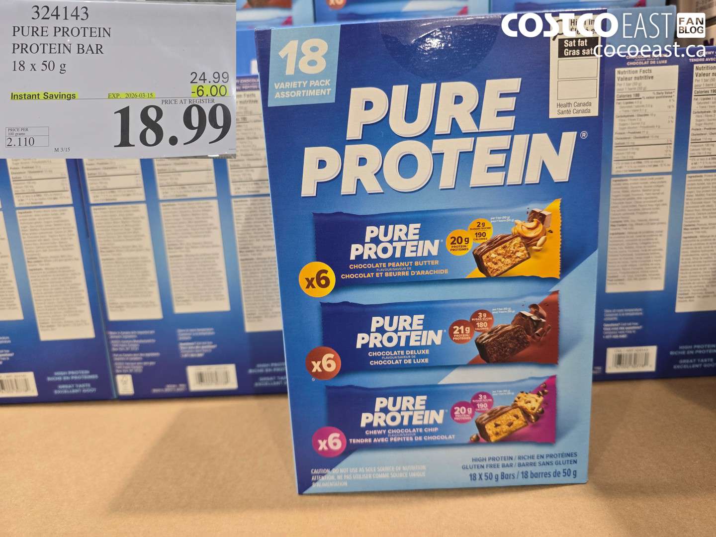324143 PURE PROTEIN PROTEIN BAR 18 X 50 G ($6.00 INSTANT SAVINGS EXPIRES ON 2026-03-15) $18.99
