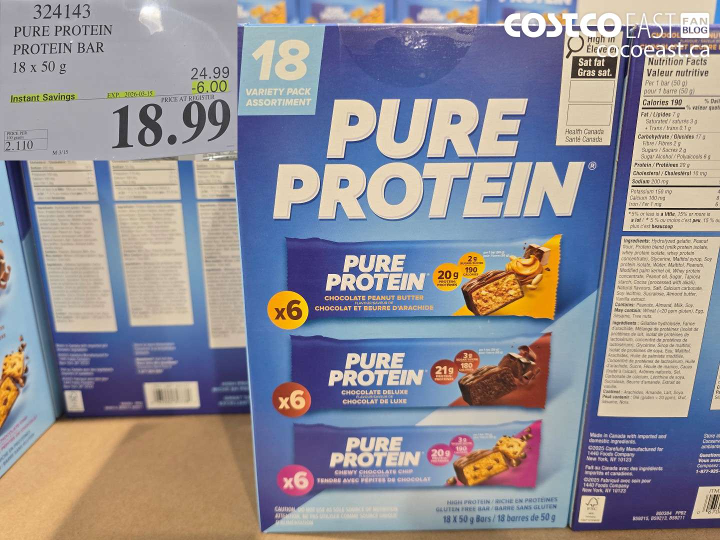 324143 PURE PROTEIN PROTEIN BAR ($6.00 INSTANT SAVINGS EXPIRES ON 2026-03-15) $18.99
