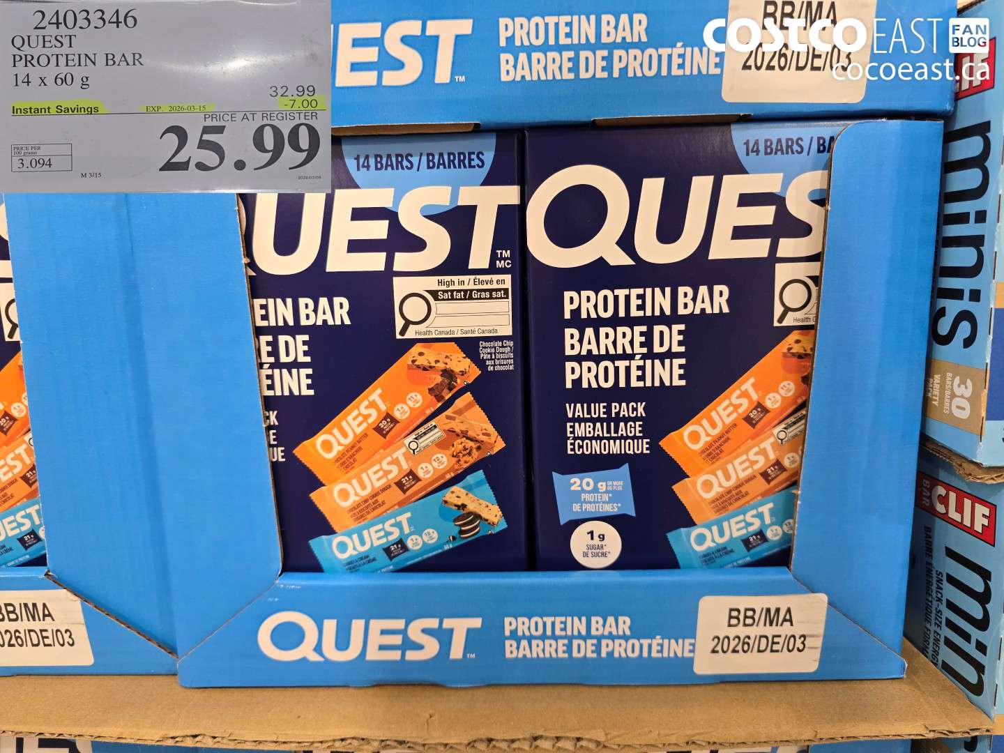 2403346 QUEST PROTEIN BAR 14 X 60 G ($7.00 INSTANT SAVINGS EXPIRES ON 2026-03-15) $25.99