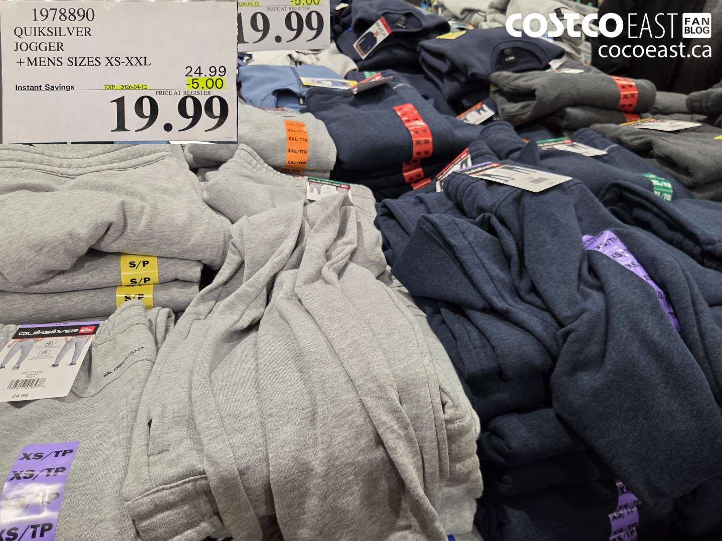 1978890 QUICKSILVER JOGGER +MENS SIZES XS-XXL ($5.00 INSTANT SAVINGS EXPIRES ON 2026-04-12) $19.99