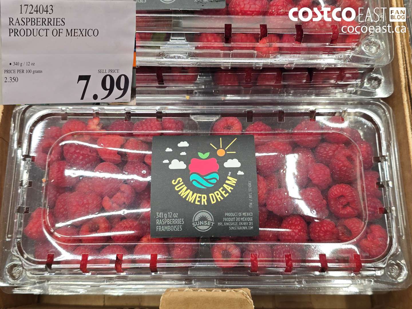 1724043 RASPBERRIES PRODUCT OF MEXICO $7.99