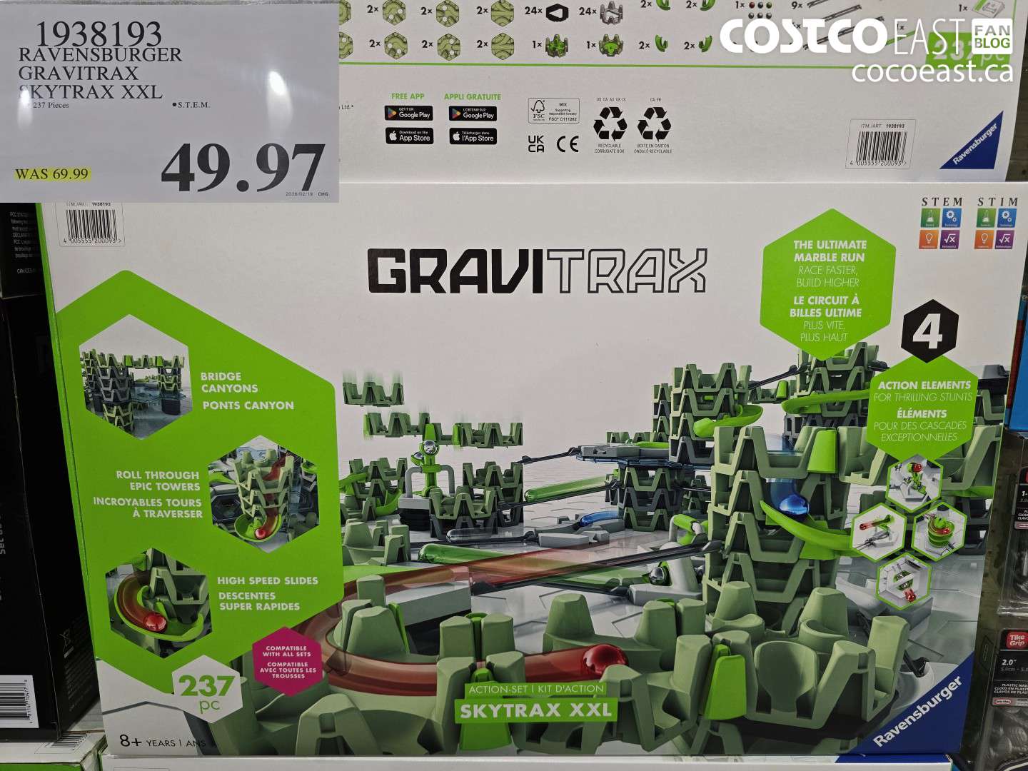 1938193 RAVENSBURGER GRAVITRAX SKYTRAX XXL $49.97