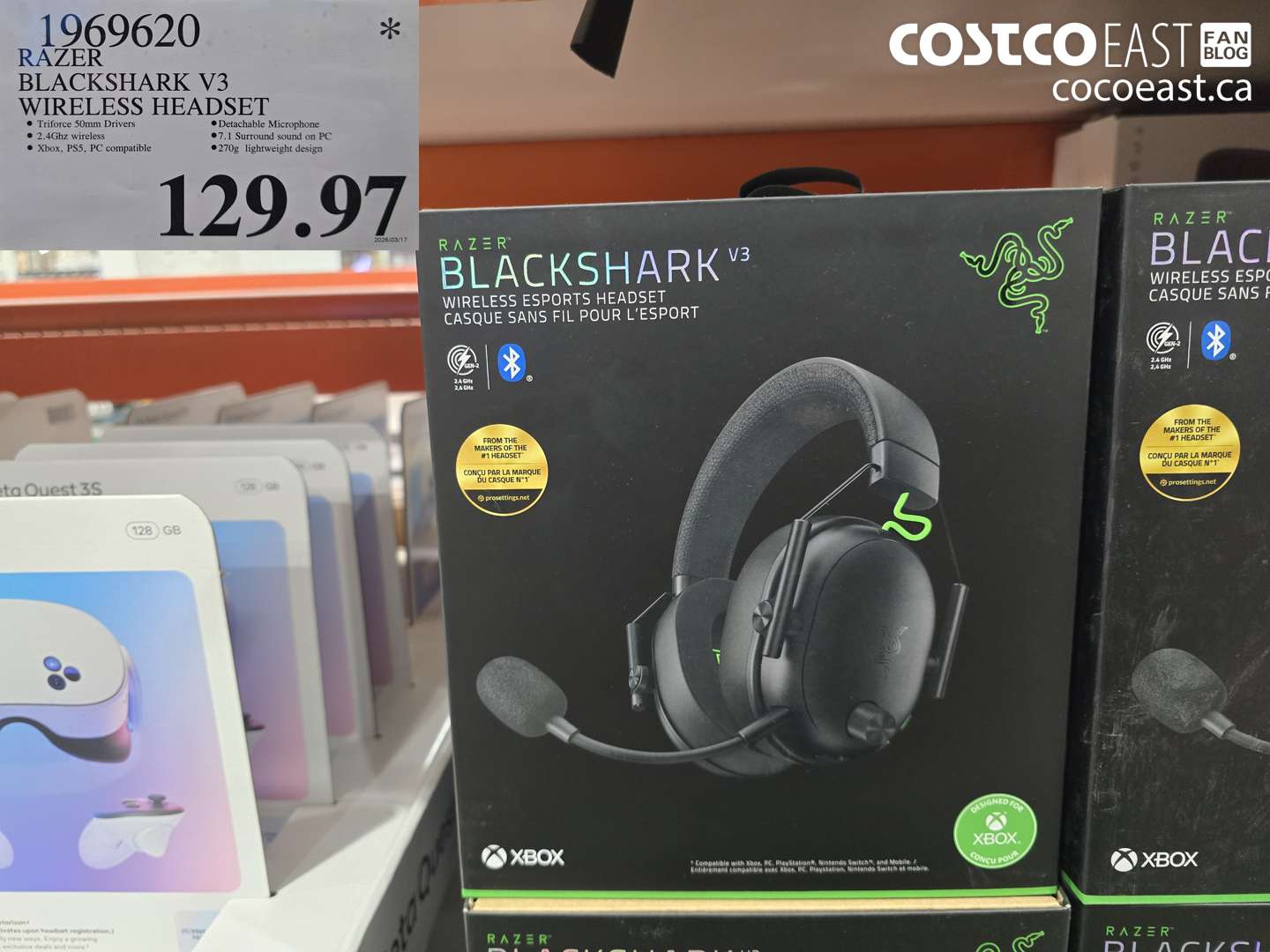 1969620 RAZER BLACKSHARK V3 WIRELESS HEADSET $129.97