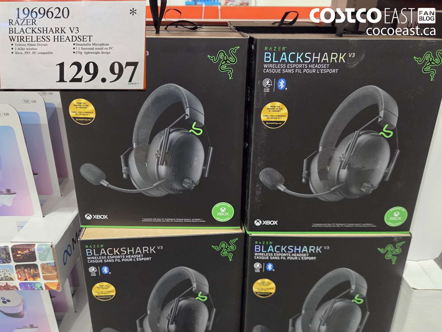1969620 RAZER BLACKSHARK V3 WIRELESS HEADSET $129.97