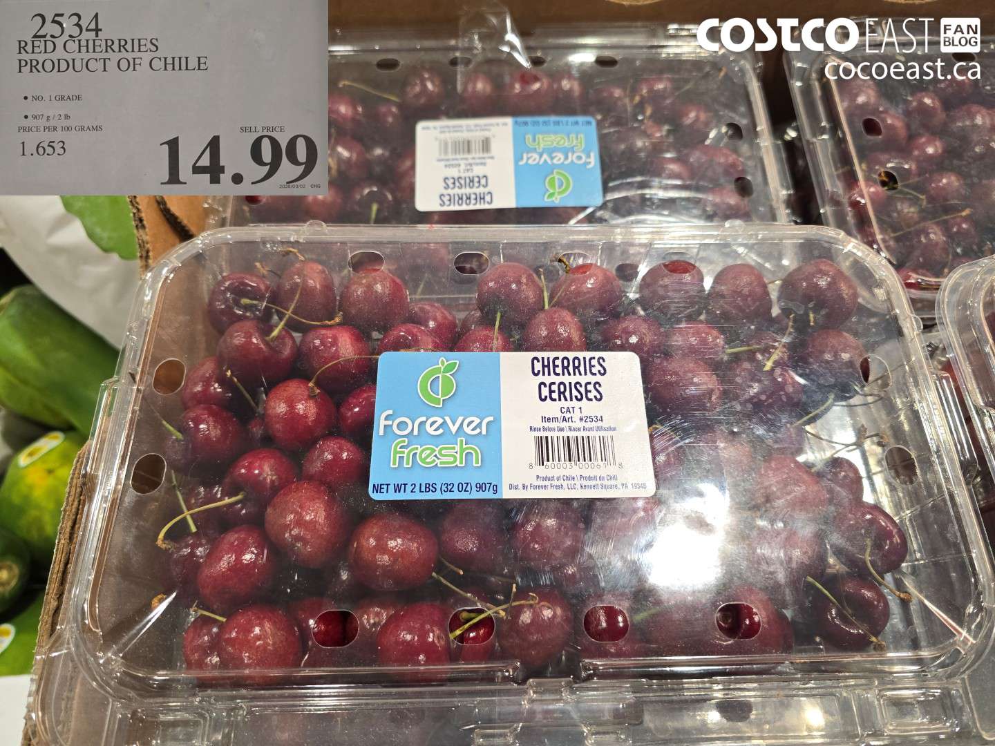 2534 RED CHERRIES PRODUCT OF CHILE $14.99