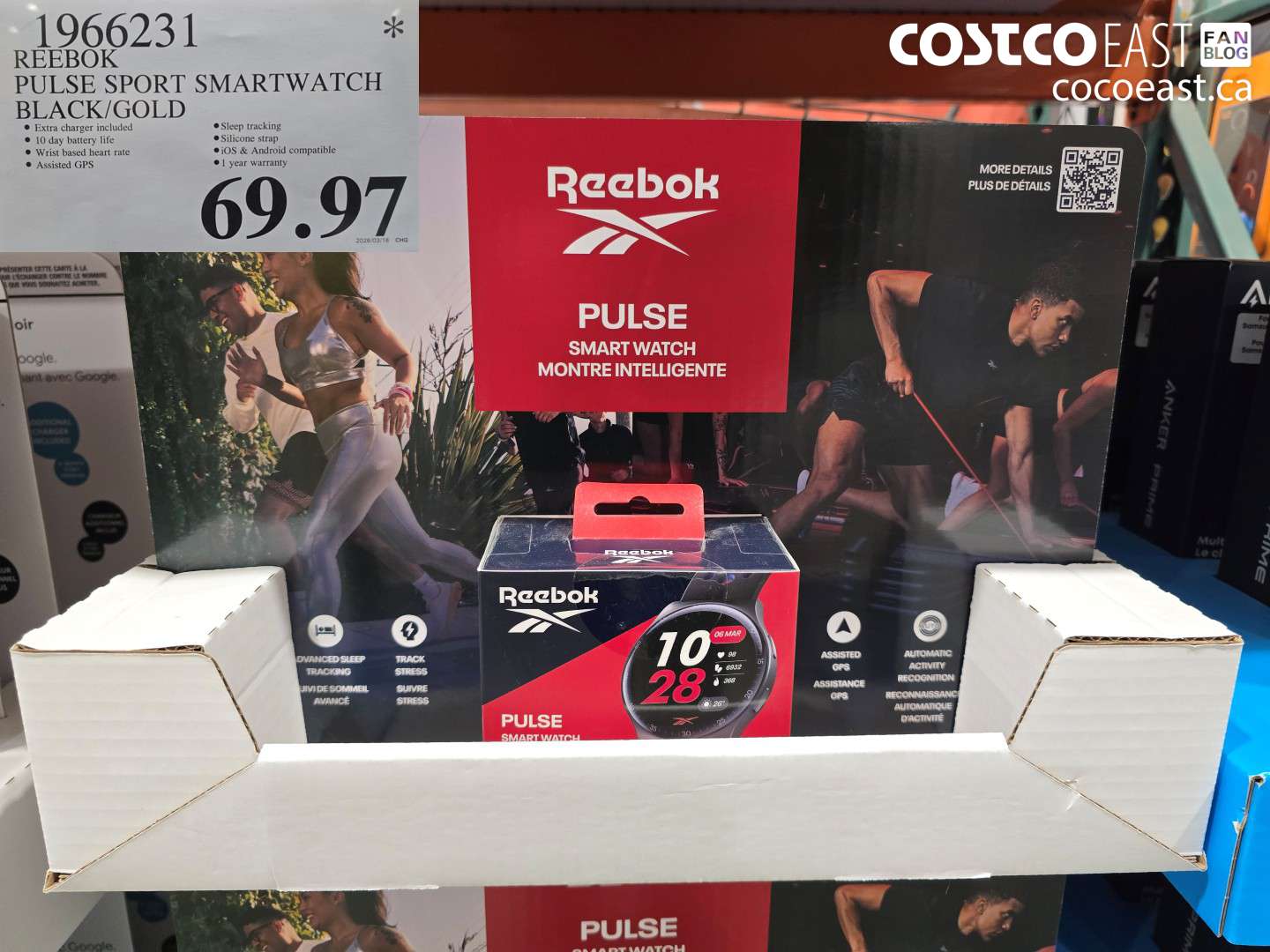 1966231 REEBOK PULSE SPORT SMARTWATCH BLACK/GOLD $69.97