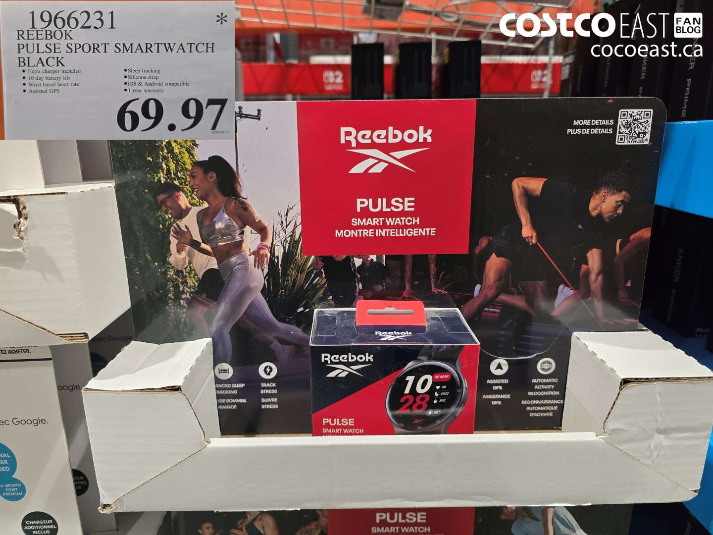 1966231 REEBOK PULSE SPORT SMARTWATCH BLACK $69.97