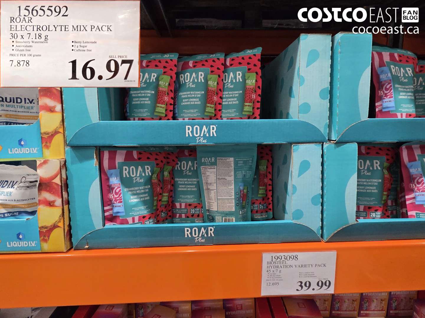 1565592 ROAR ELECTROLYTE MIX PACK 30 X 7.18 G $16.97