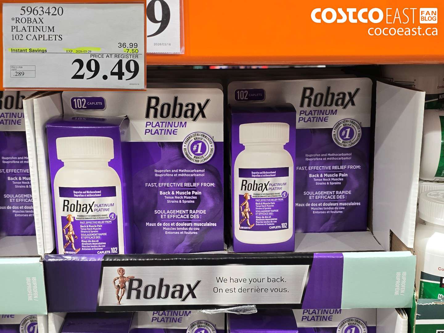 5963420 ROBAX PLATINUM 102 CAPLETS ($7.50 INSTANT SAVINGS EXPIRES ON 2026-03-29) $29.49