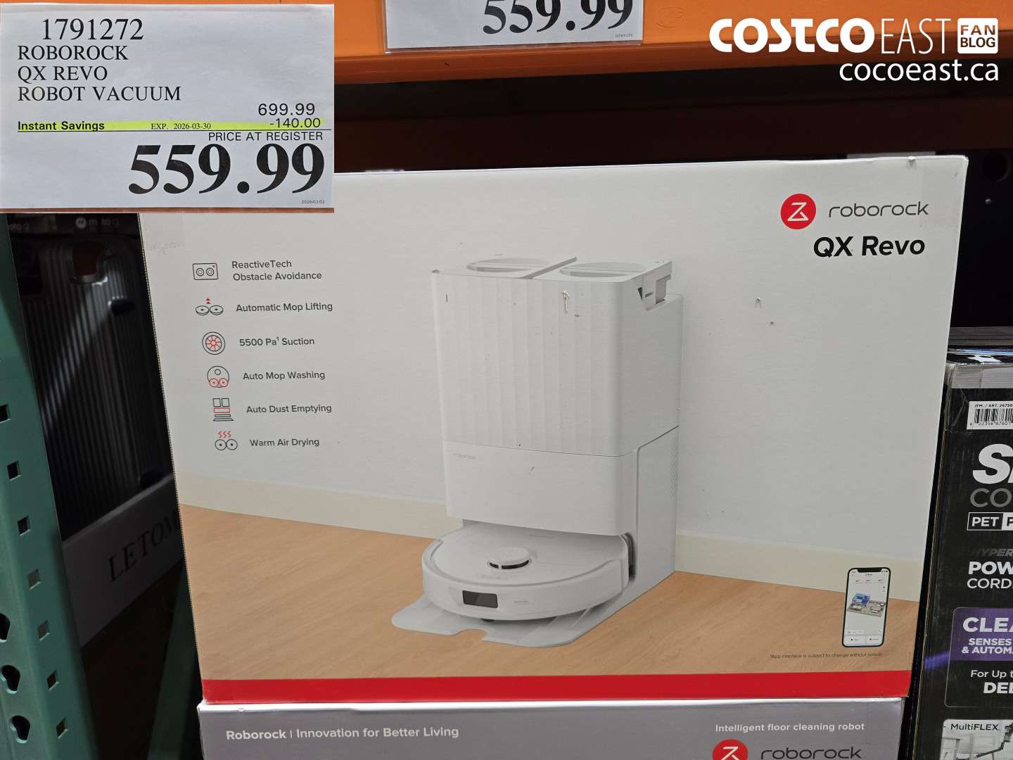 1791272 ROBOROCK QX REVO ROBOT VACUUM ($140.00 INSTANT SAVINGS EXPIRES ON 2026-03-30) $559.99