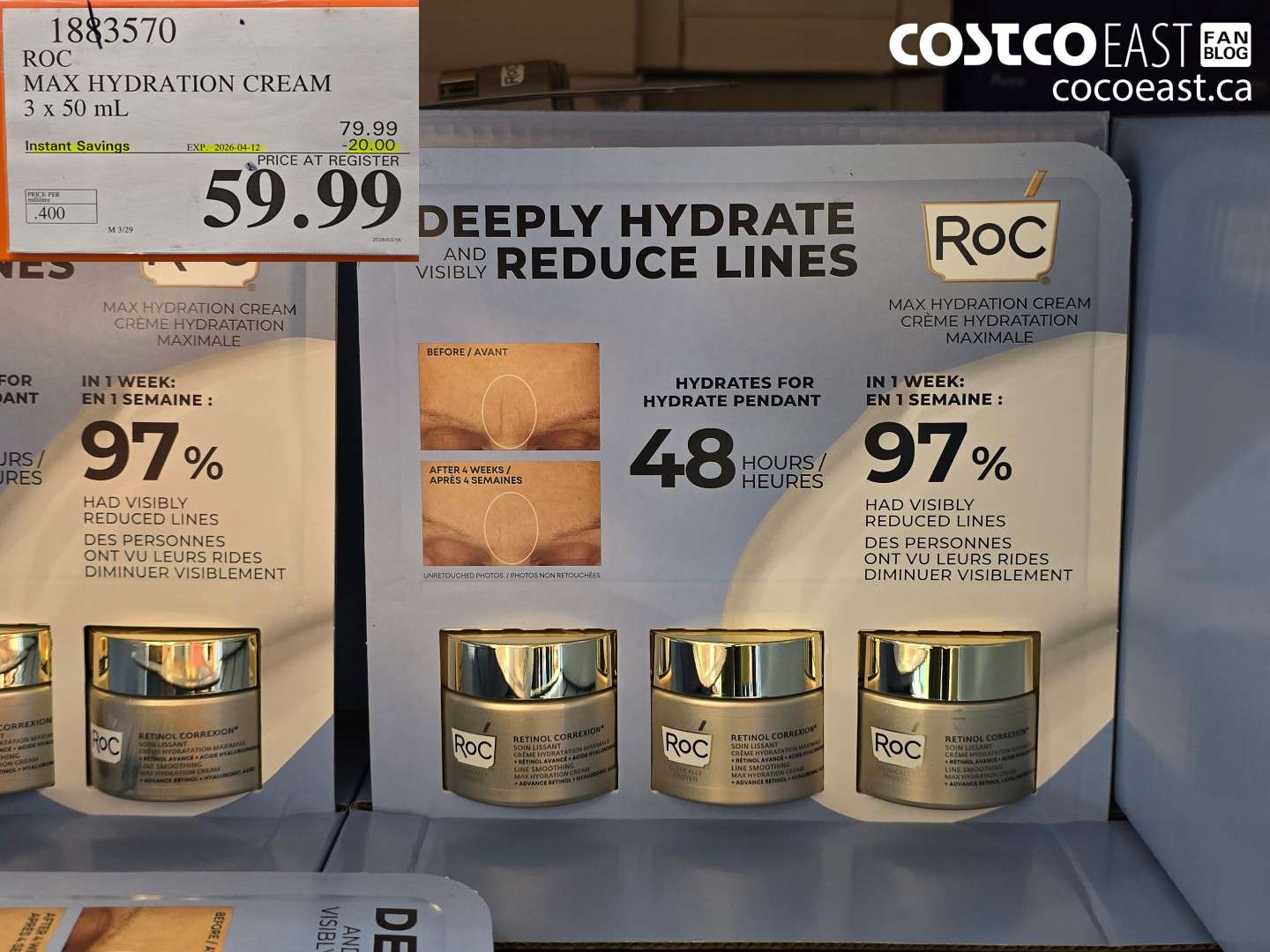 1883570 ROC MAX HYDRATION CREAM 3 X 50 ML ($20.00 INSTANT SAVINGS EXPIRES ON 2026-04-12) $59.99