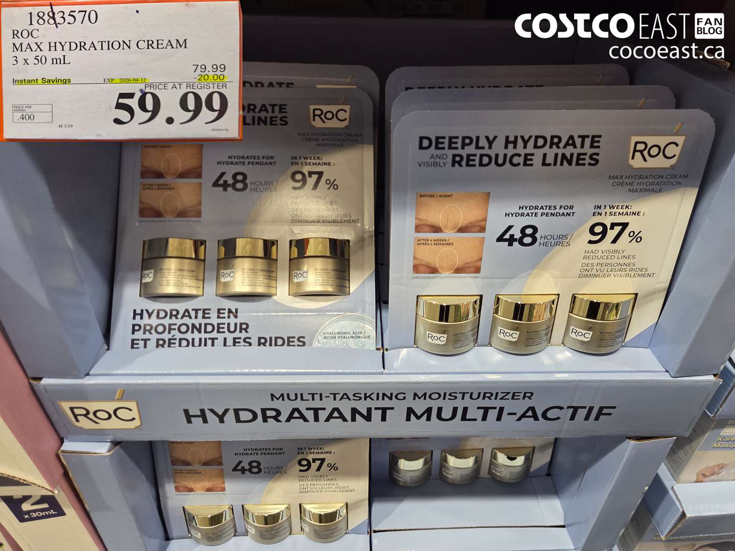 1883570 ROC MAX HYDRATION CREAM 3 X 50 ML ($20.00 INSTANT SAVINGS EXPIRES ON 2026-04-12) $59.99