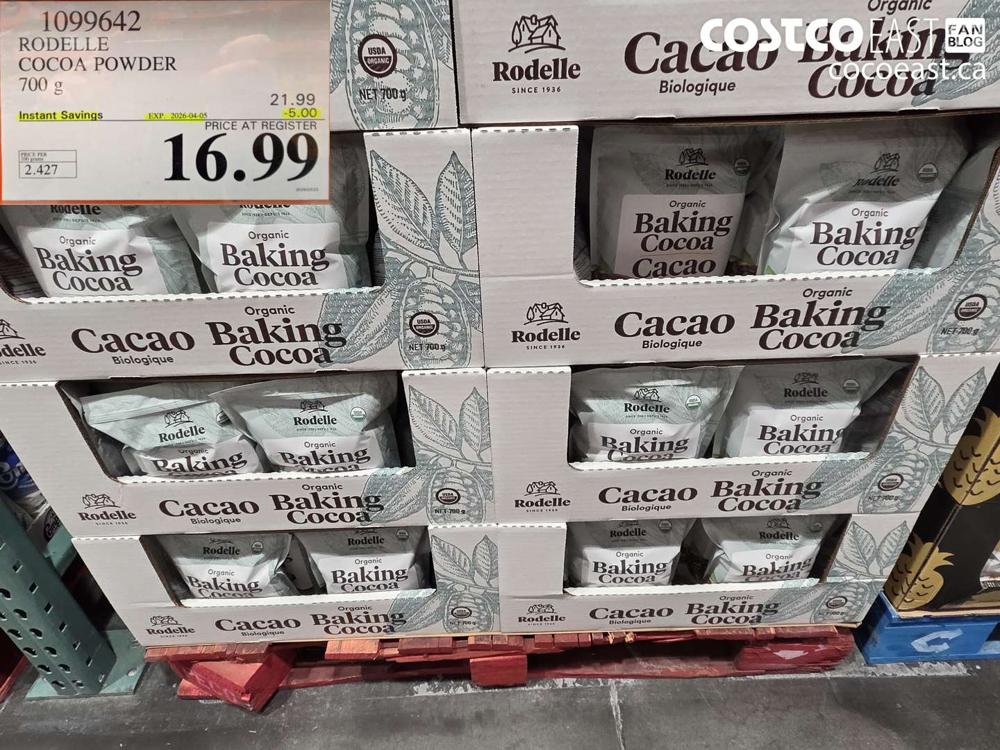 1099642 RODELE COCOA POWDER 700 G ($5.00 INSTANT SAVINGS EXPIRES ON 2026-04-05) $16.99