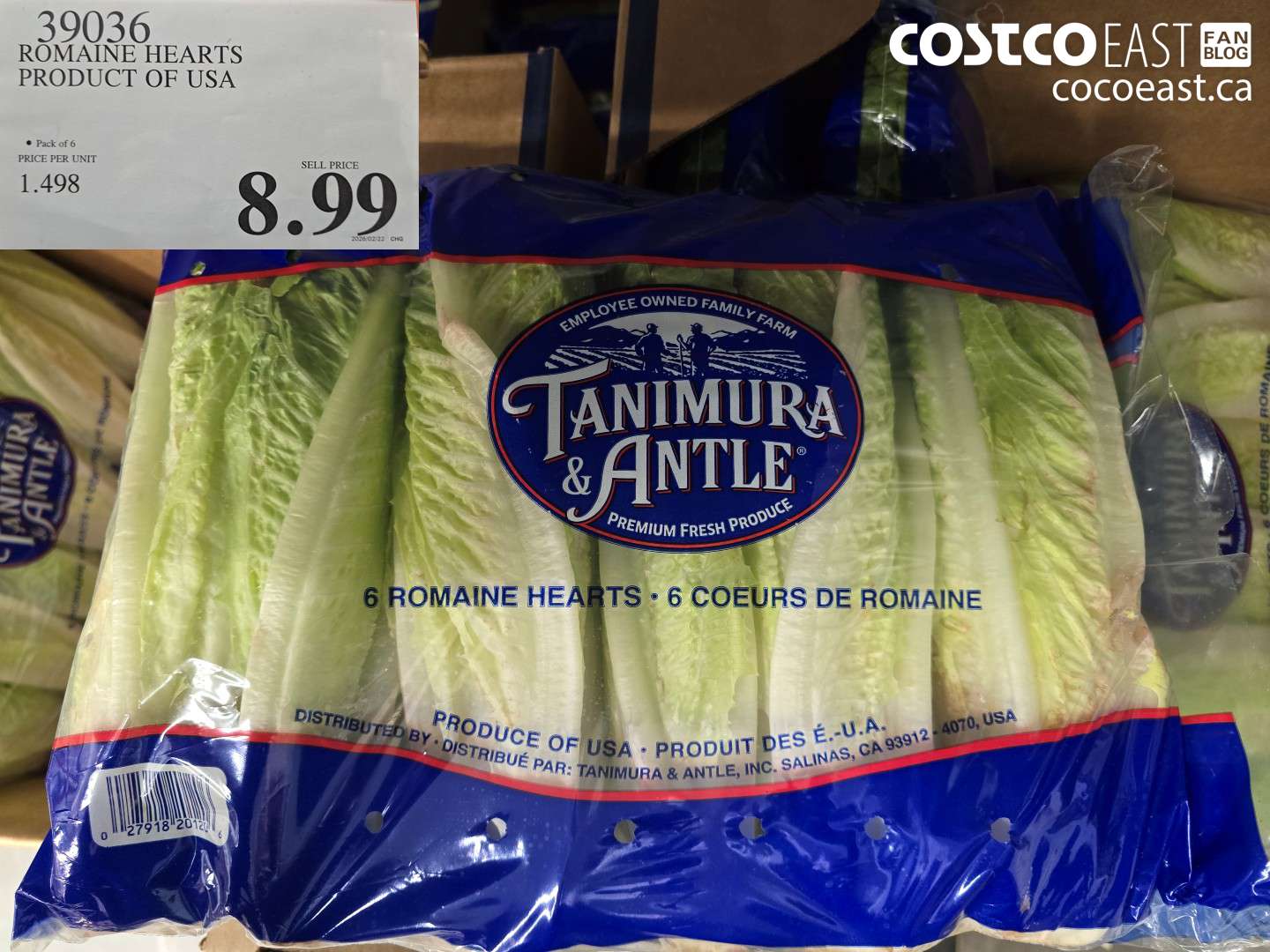 39036 ROMAINE HEARTS PRODUCT OF USA $8.99