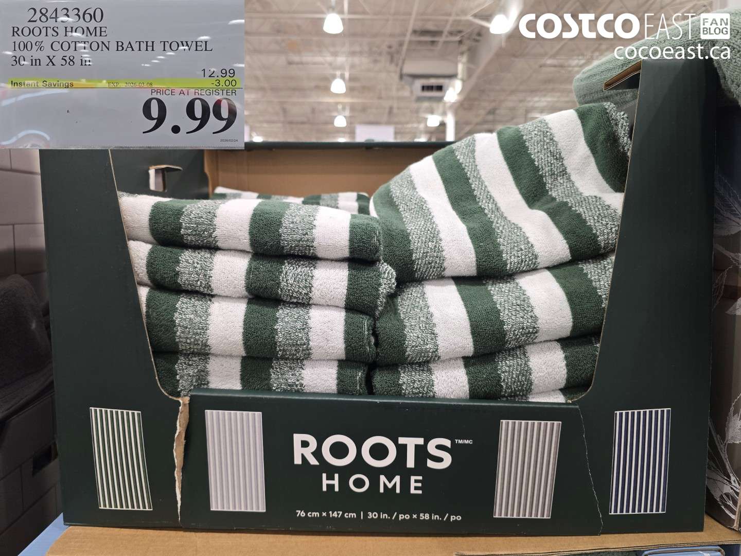2843360 ROOTS HOME 100% COTTON BATH TOWEL 30 IN X 58 IN ($3.00 INSTANT SAVINGS EXPIRES ON 2026-03-08) $9.99